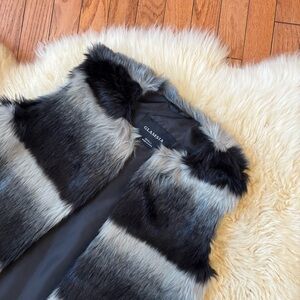 Black and Gray Faux Fur Vest